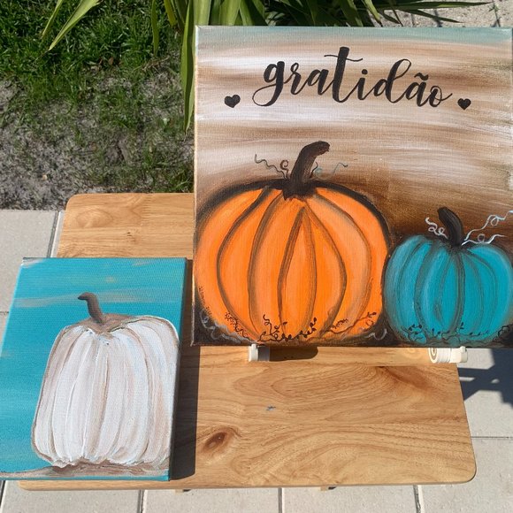Hand Painted Acrylic Stretched Canvas; 2 pieces - Picture 1 of 6